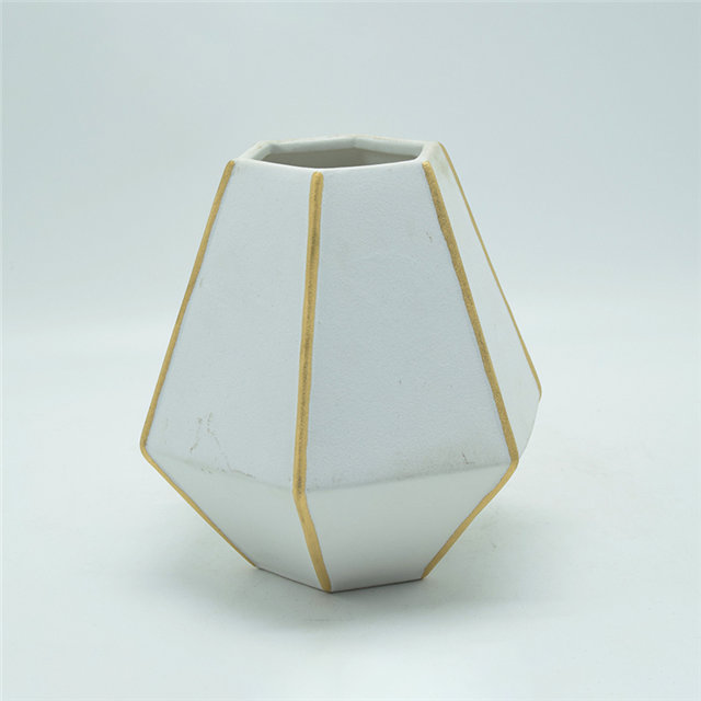 Heimtextilien Dekoration Tischplatte Keramik Vase Desktop Dekoration Polyhedrose Grau Weiß Keramik Vase