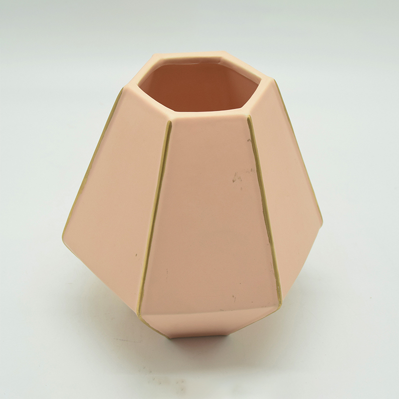 Heimtextilien Dekoration Tischplatte Keramik Vase Desktop Dekoration Polyhedrose Rosa Keramik Vase