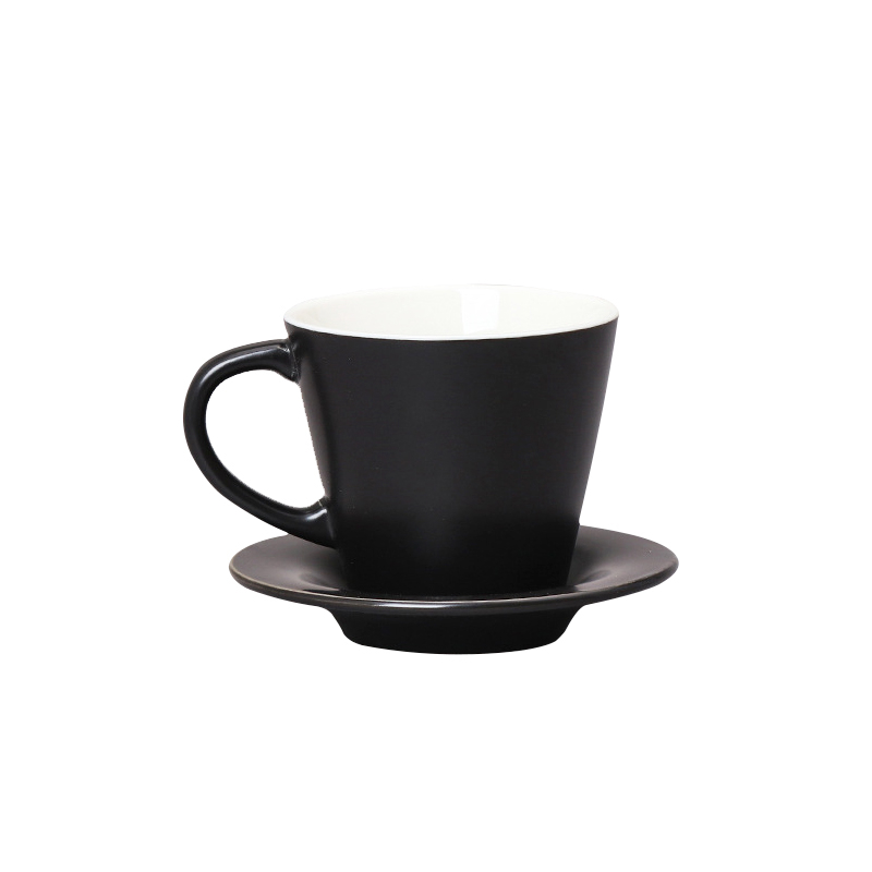 benutzerdefinierte Logo Geschenkbox Porzellan Kaffeetasse Set mit Cup Pad Platte 260ml Schwarz 、 Weiß 、 Verschiedene Farben Keramik Cup Set