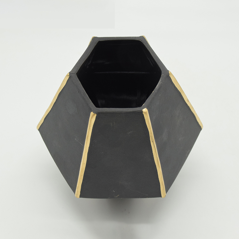 Heimtextilien Dekoration Tischplatte Keramik Vase Desktop Dekoration Polyhedrose Schwarz Keramik Vase