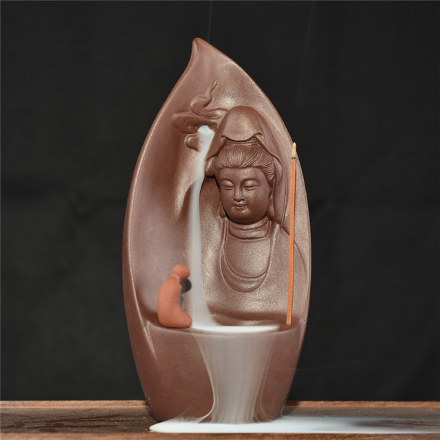 Heimtextilien Dekorieren Keramik Statue Golden Guanyin Keramik Backflow Weihrauchbrenner