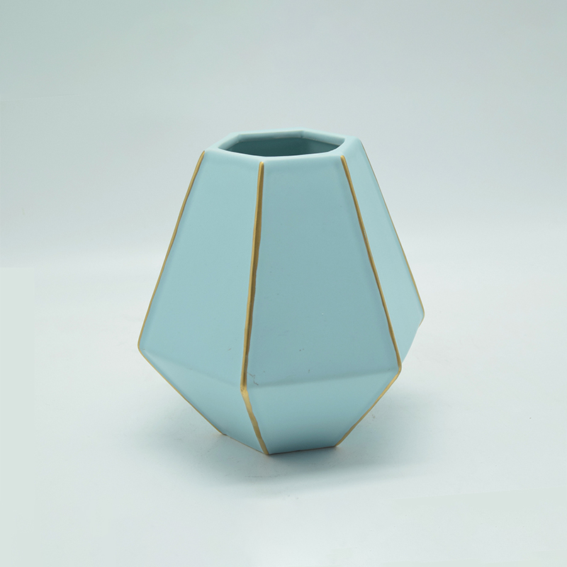 Heimtextilien Dekoration Tischplatte Keramik Vase Desktop Dekoration Polyhedrose Wathet Keramik Vase