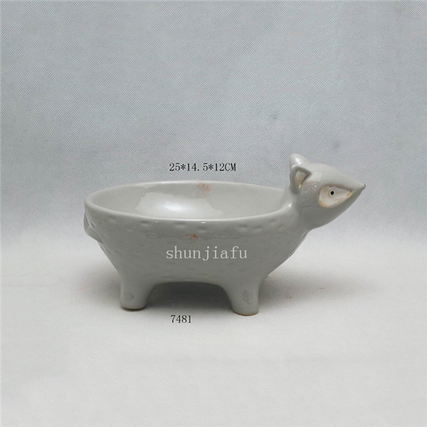 Graue vierbeinige Keramik-Fox-Schüssel