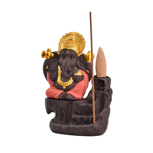 Handmade Crafts Räuchergefäßhalter Wasserfall Fließender Rauch Rückfluss Keramik Unterschiedliche Farbe Wählen Sie Ganesha Weihrauchbrenner